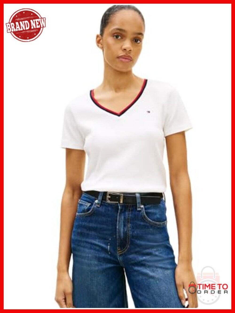 Short Sleeve Cotton V-Neck T-Shirt